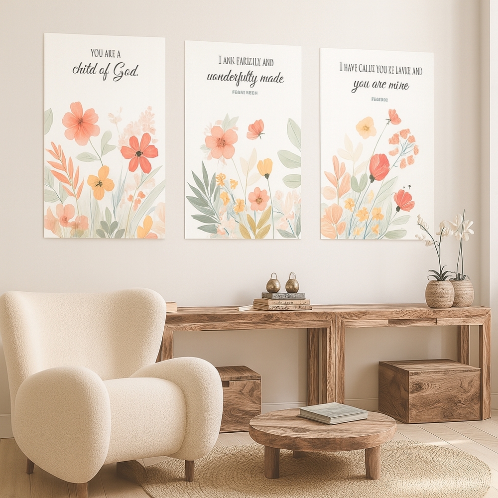 Floral Inspirational Bible Wall Art Set